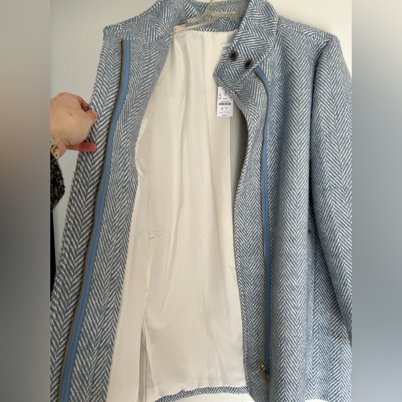 NWT J. Crew Herringbone City Coat in Pale Seascape Chevron Blue - Picture 6 of 14
